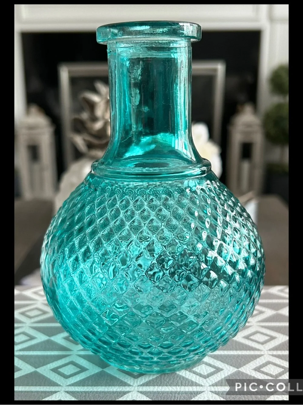 Turquoise Textured Glass Vase - Home Accents
